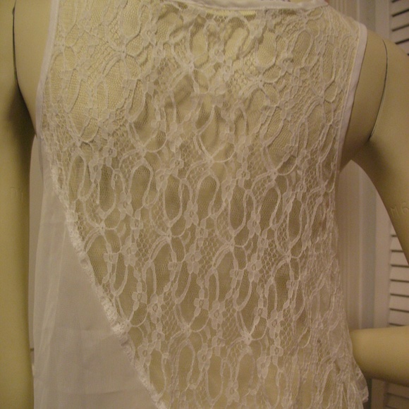 NWT w/Flaw CECICO Ruffle Sheer Tank Top M Lace White Fairy Fairycore Resort Wear - Picture 7 of 8
